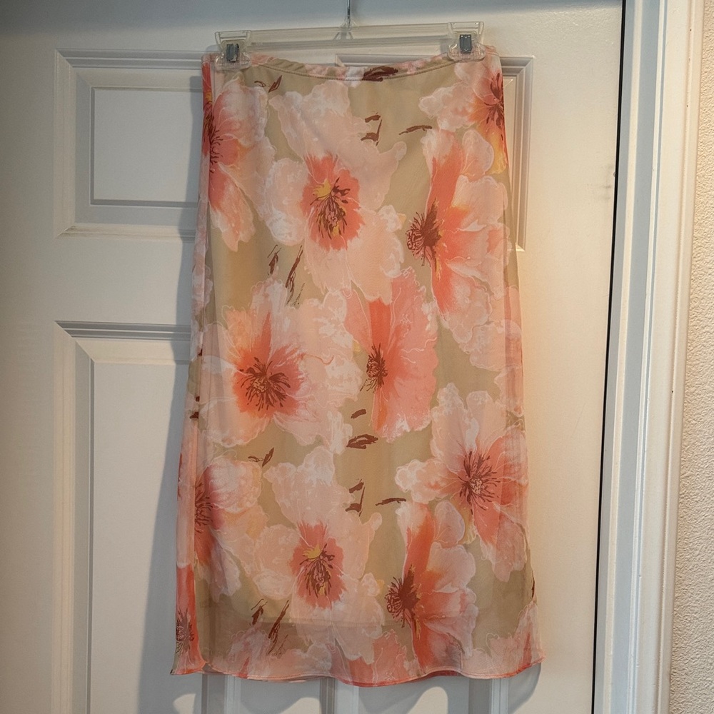 Orange and Pink Midi Pencil Skirt Casual Resort Wear